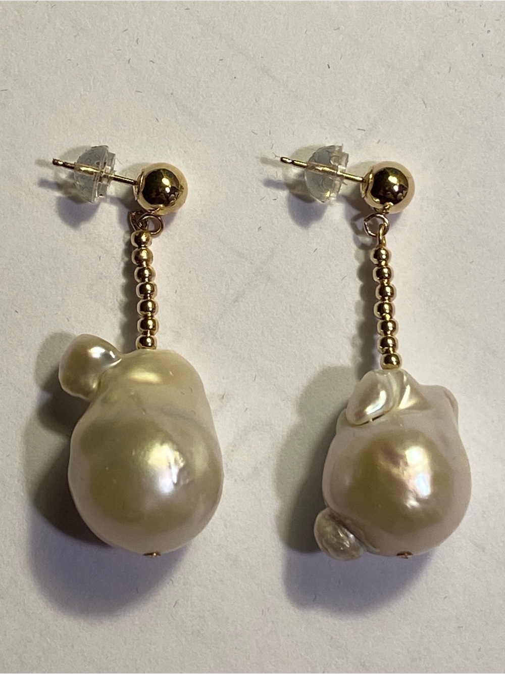South Sea Baroque Pearl 18mm 14K Yellow Gold Dangle Earrings